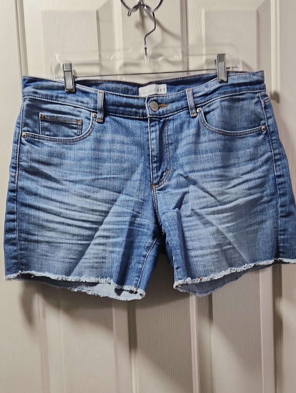 LOFT Light Blue Frayed Hem Denim Shorts